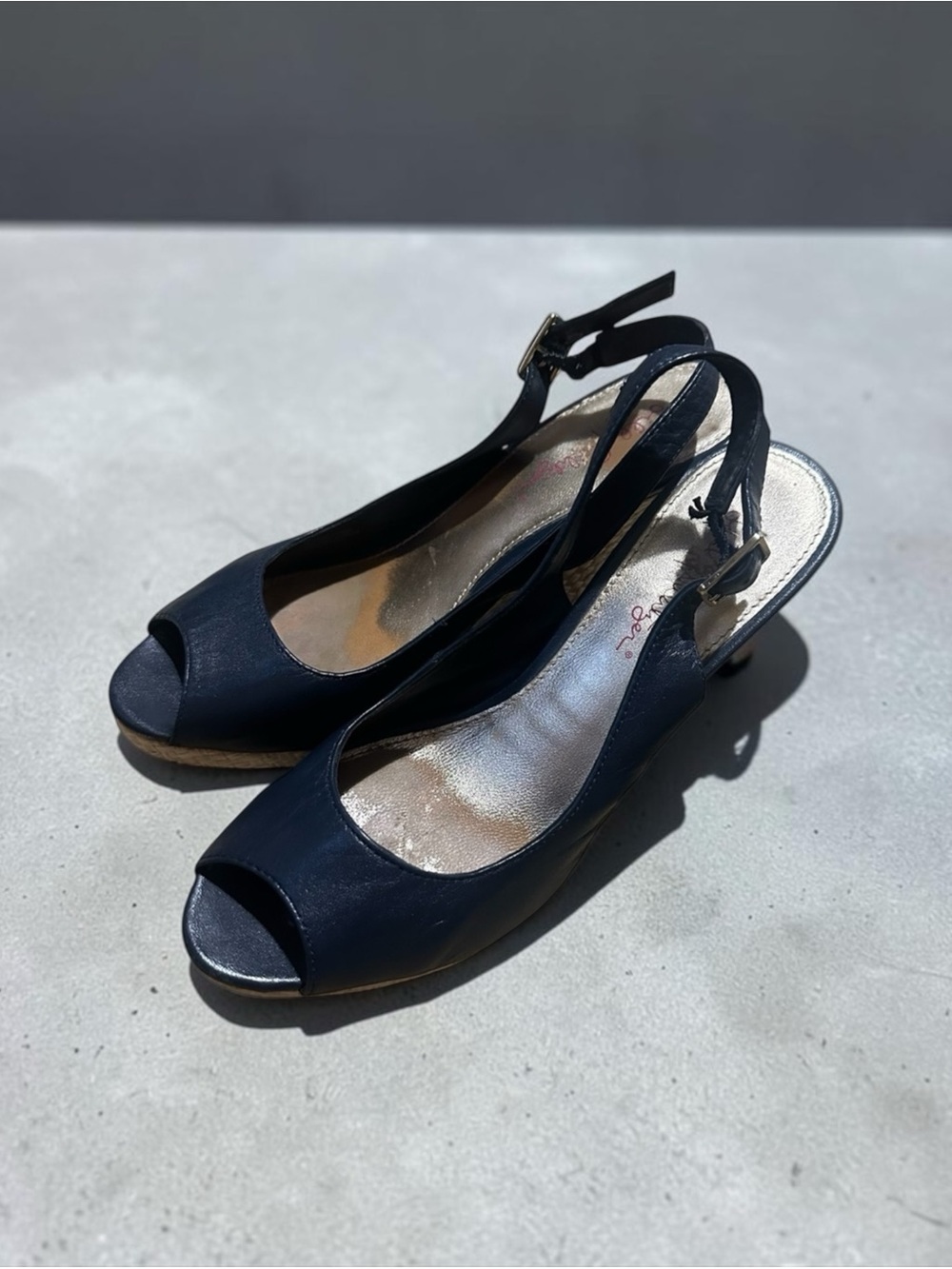 Lilly Pulitzer Krisie Wedge Sling Back Sandals Navy Blue Women's 8